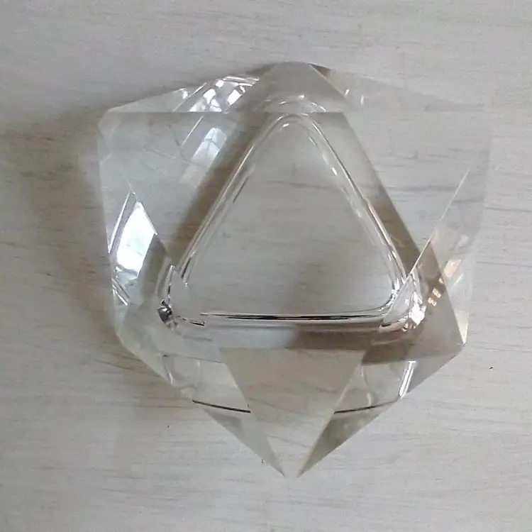 Vintage Bohemia Clear Multi Facet Triangle Vintage Diamond Prism Brilliant Crystal Glass Czech Czechoslovakia Modern 3 Slot Holder Cigarette Ashtray