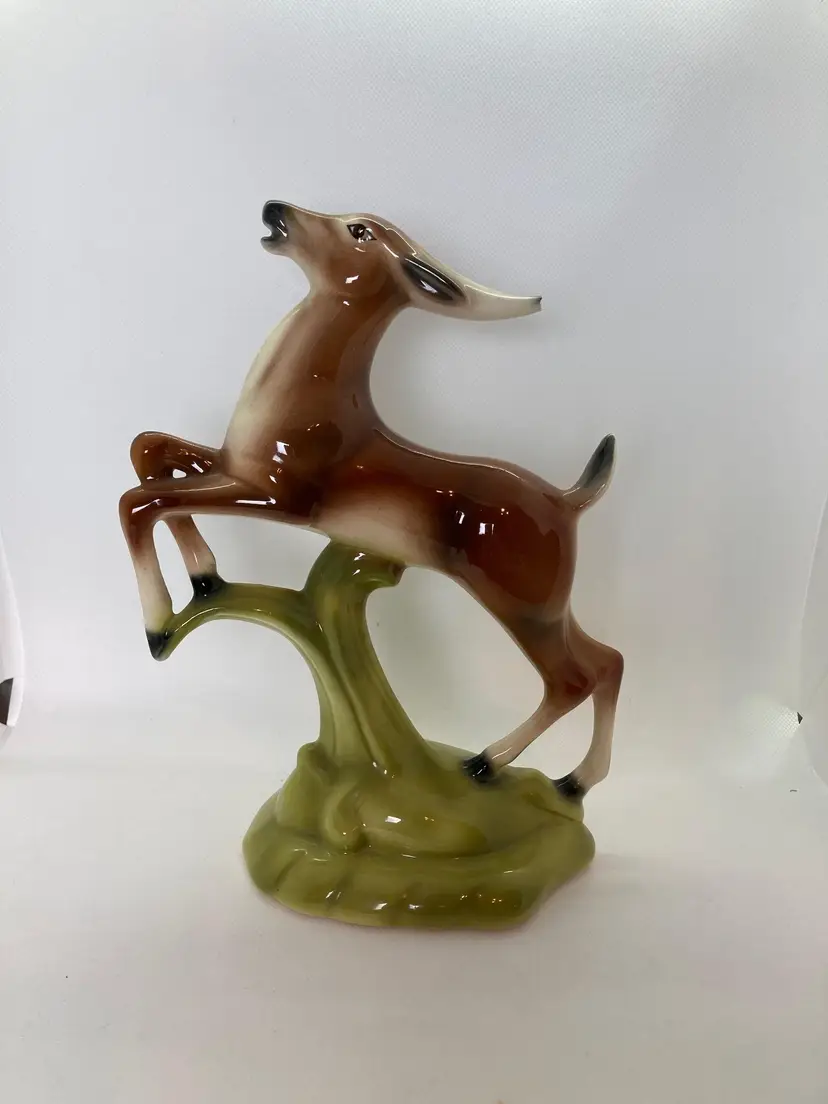 Stewart B. McCulloch ceramic leaping deer figurine California