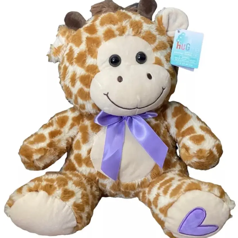 Hug Me Giraffe Plush Cute Jungle Stuffed Animal with Heart on Foot Baby Shower 