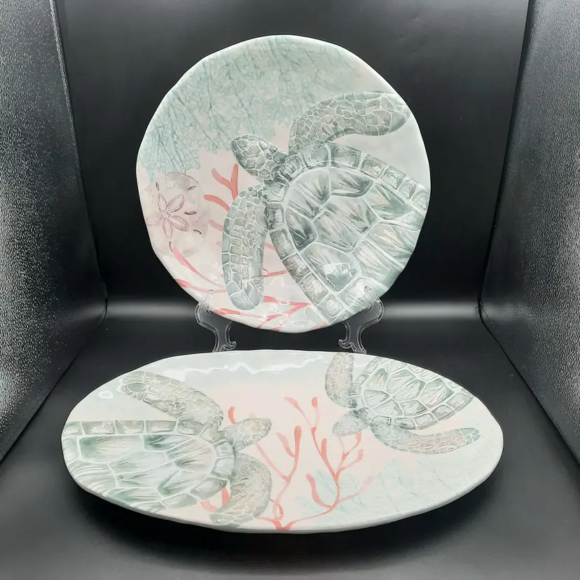 Sea Turtle Melamine Serving Bowl & Platter Tray Coastal Marine Beach Ocean