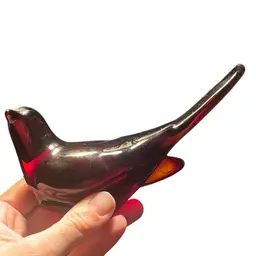 Fenton ruby, red glass, bird of happiness figurine - Mid-Century Modern 5” Tall X 5.5” Wide