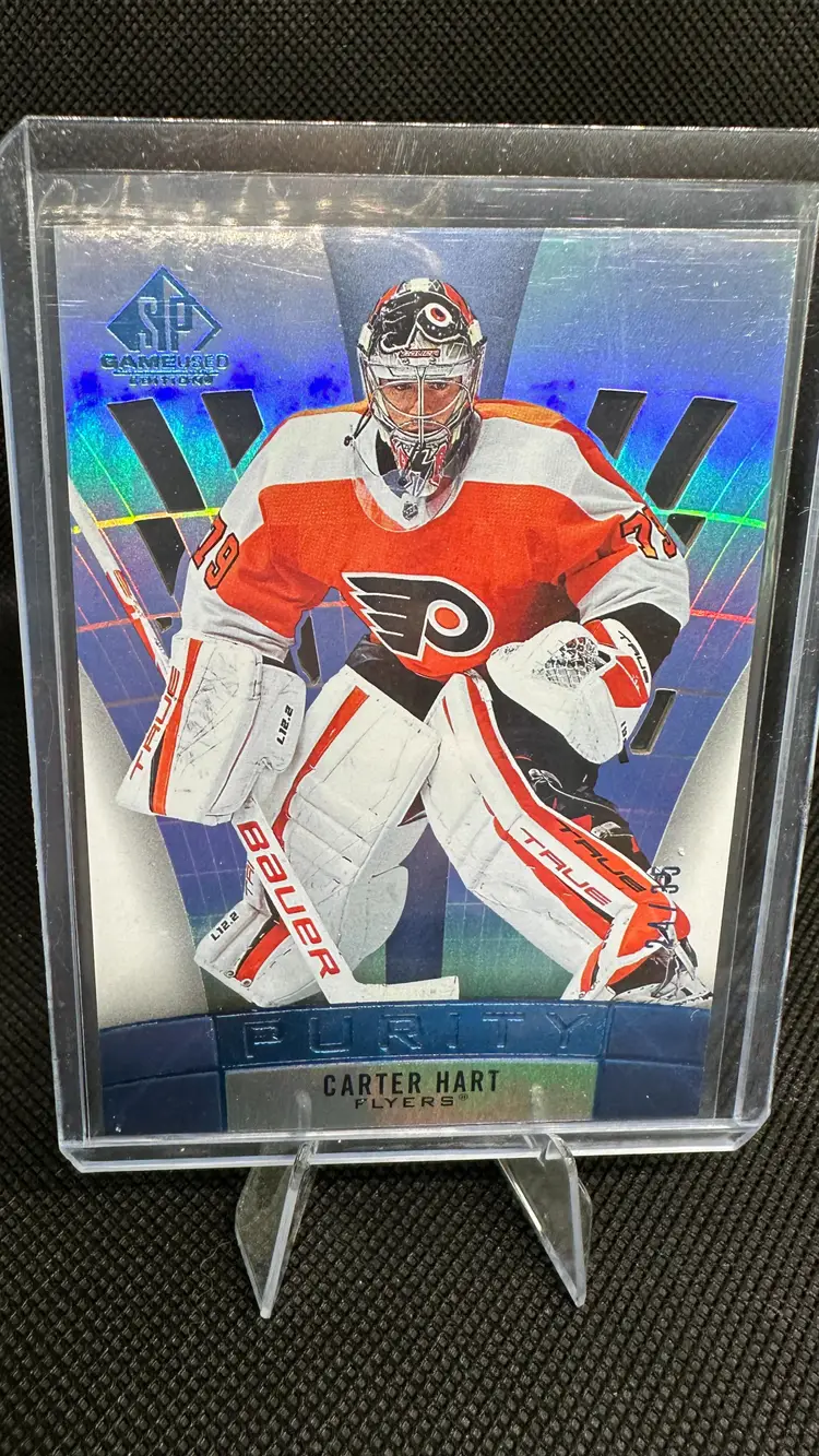 2021-22 Upper Deck SP Game Used Purity Carter Hart Philadelphia Flyers #P-24 Blue 24/35