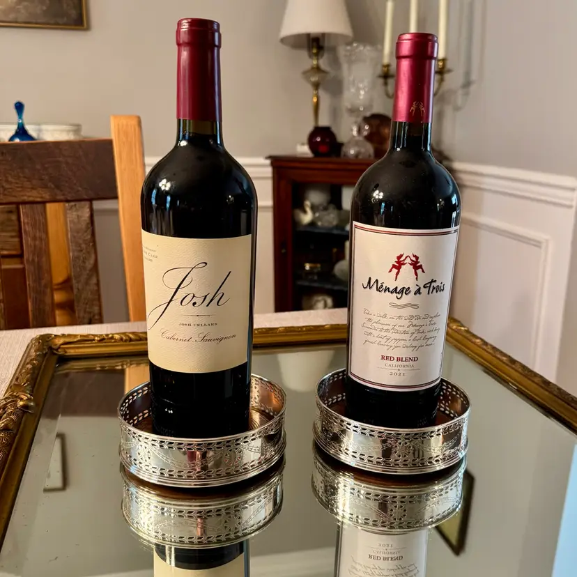 Pair Of Kirk Stieff Wine Bottle Coasters (Silver Plate)