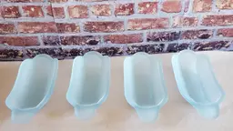 4 Blue Satin/Frosted Indiana Glass Banana Split Dishes
