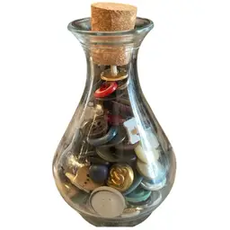 Vintage Buttons In Glass Bottle With Cork