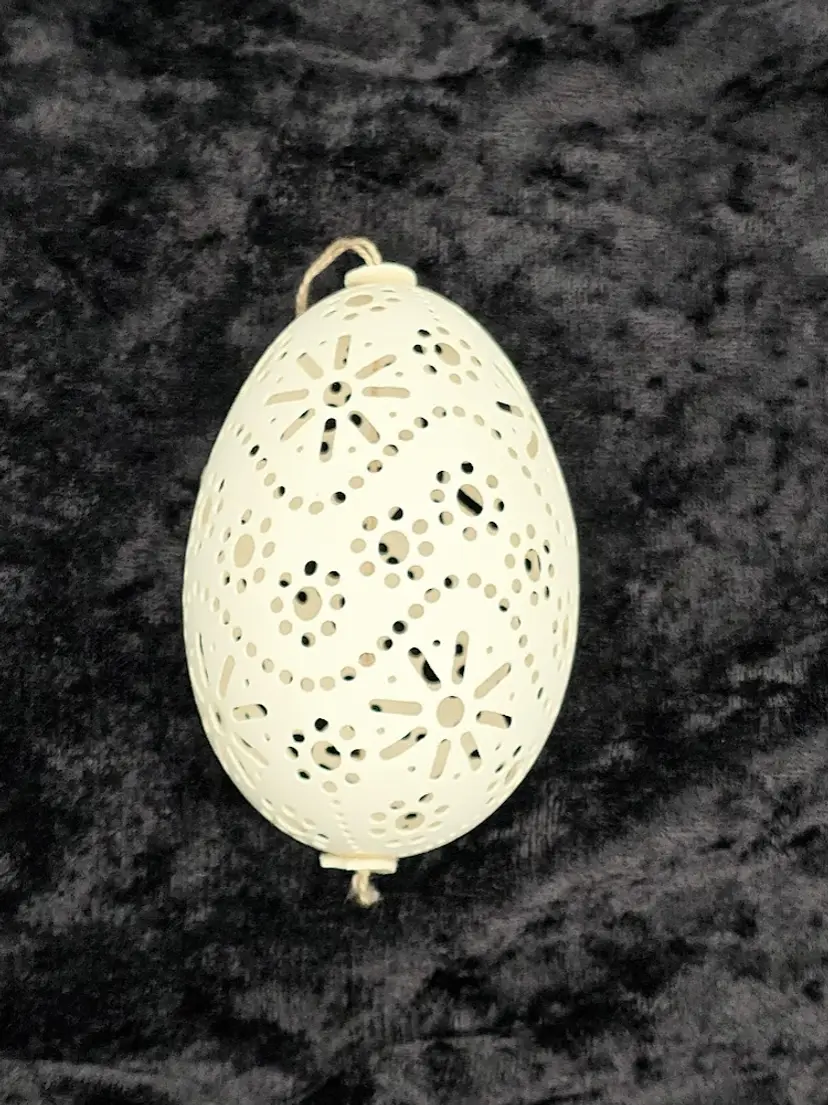 Hand-Carved Real Goose Egg Shell Ornament