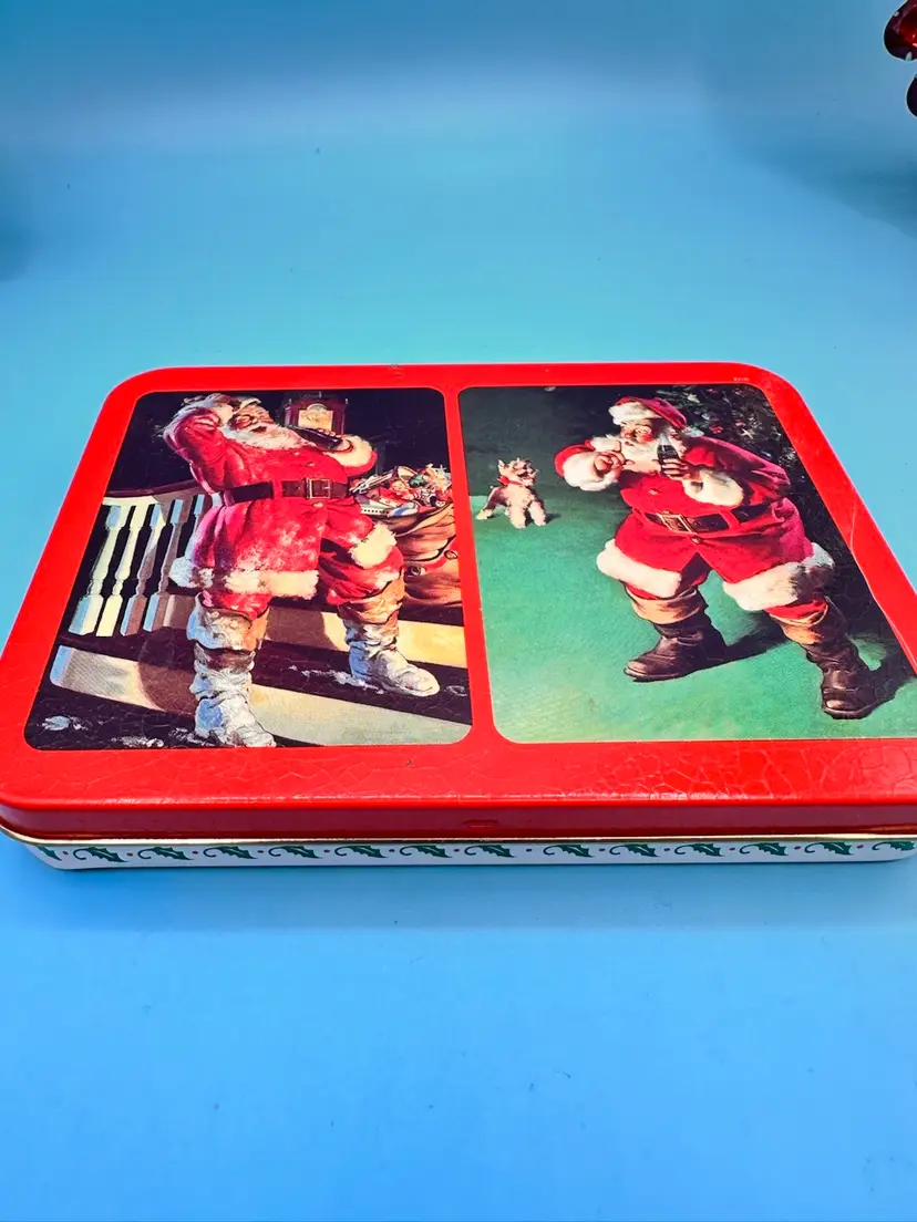 1993 Coca Cola Christmas Limited Edition Santa Claus Playing Card Set and Tin