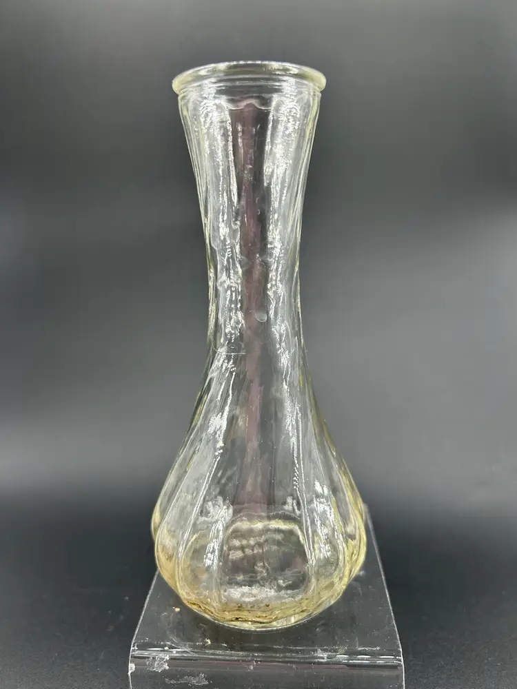 Vintage Hoosier Glass clear Swirl Bud Vase