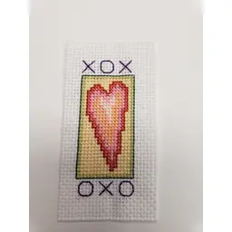 New Handmade Cross-stitched Piece XOX OXO Heart Themed