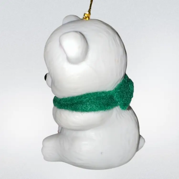 Jasco Vintage Bisque Porcelain White Bear Bell Ornament