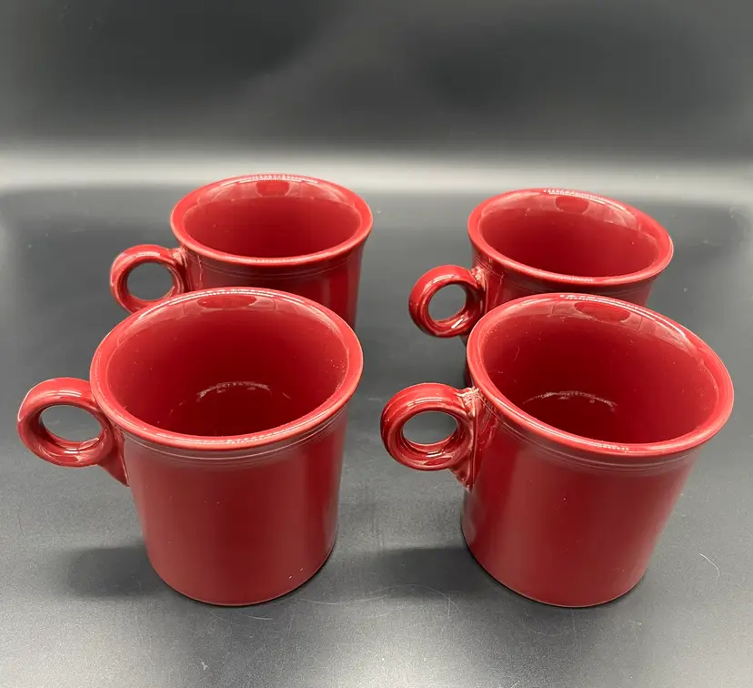 Vintage Homer Laughlin HLC Fiesta Ware Ring Handle Mugs - Cinnabar (4)