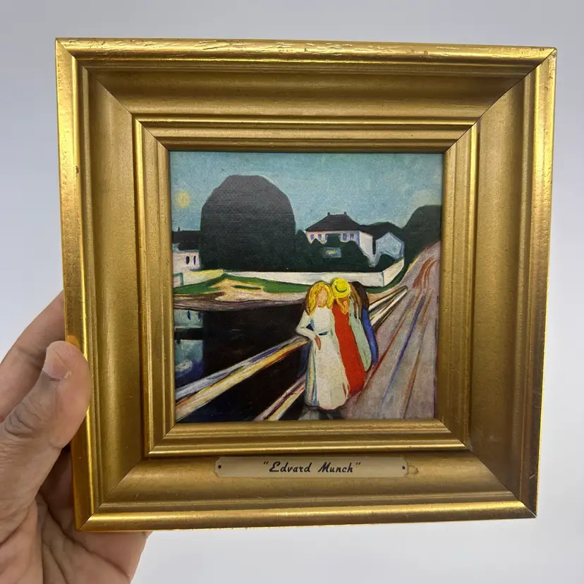 Edvard Munch Art, Four Girls On the Bridge, Norway Print Wall Art Framed