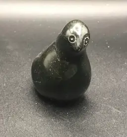 MCM Carved Black Stone bird Figurine – Minimalist Stylized Bird Sculpture