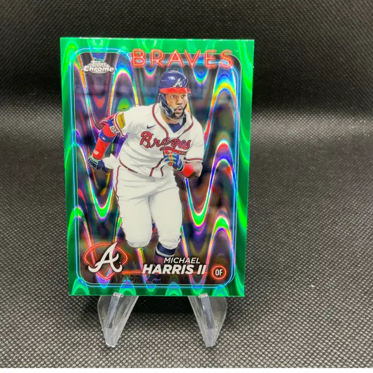 MICHAEL HARRIS 2024 Topps Chrome Green Raywave Refractor #/99- Atlanta Braves