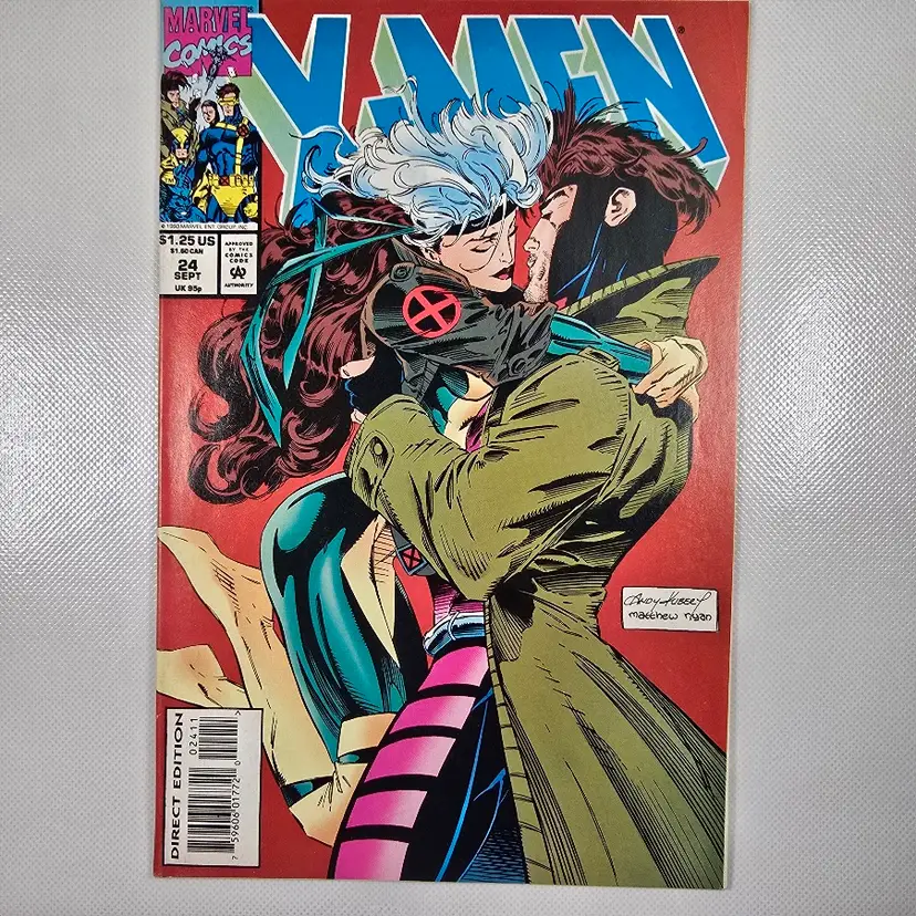Marvel Comics X-MEN #24 1993  Iconic Kubert Cover Rogue & Gambit Kiss