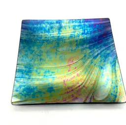 BIN - Iridescent Art Glass Trinket Dish 6.25”