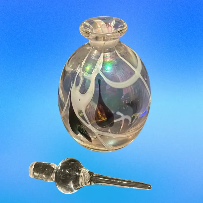 Iridescent Hung Hearts Perfume Bottle With Stopper