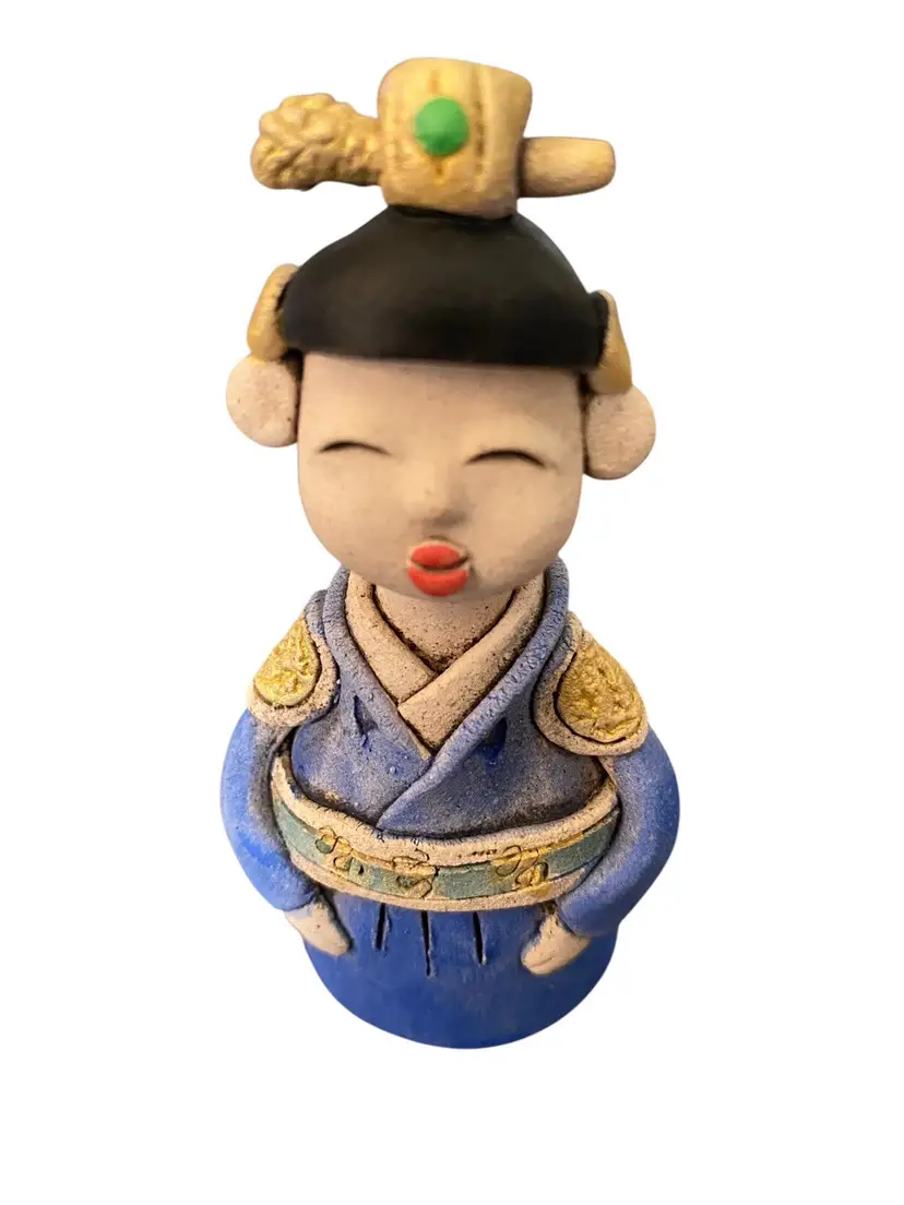 Handmade Korean Girl Blue Dress Clay Pottery