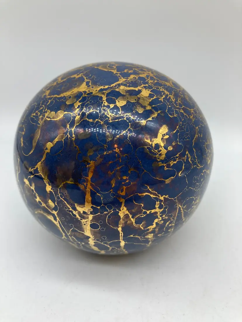 Blue ceramic Orb signed E Payton