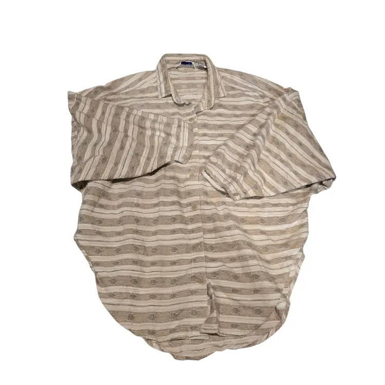 Vintagr Angelique Western Boho Button Down Stripe Striped Blouse Sz Small Cotton