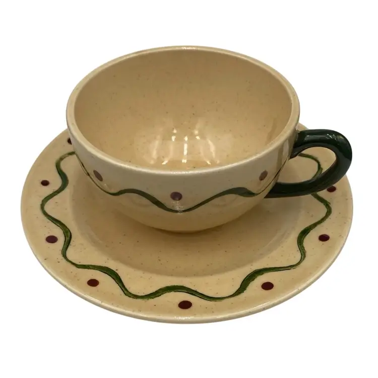 MCM PoppyTrail California Provincial by Metlox, Red Dots/Green Lines Cup & Saucer