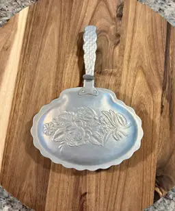 Vintage Hammered Aluminum Crumb Catcher/ “Silent Butler”