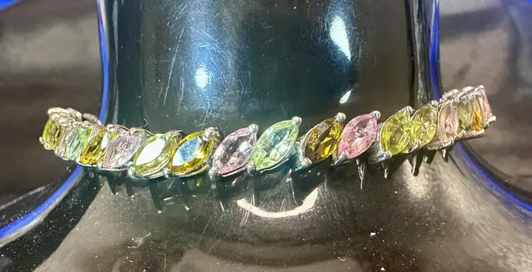 D'JOY 925 Sterling Silver Topaz Amethyst Garnet Peridot Citrine Bracelet 7.75"