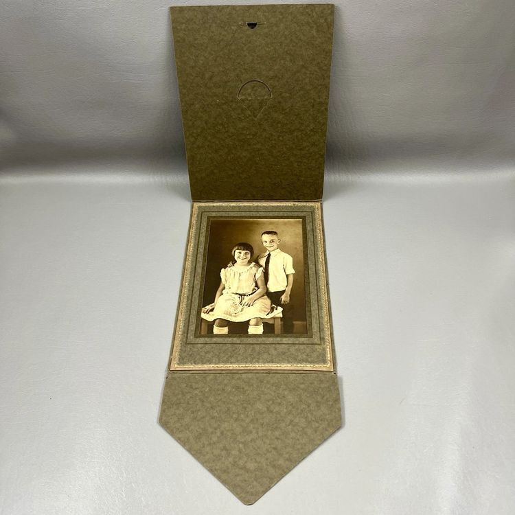 Vintage 1920s Portrait Photo Two Children Boy Girl Siblings Jewelry Rings