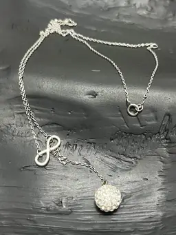 Sterling Silver Disc Ball And Infinity Necklace 18”
