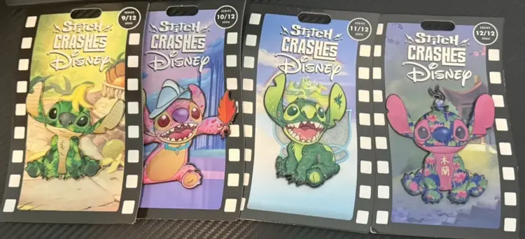 Disney Stitch Crashes 1-12 Jumbo Pin Full Set Of 12 Limited Release