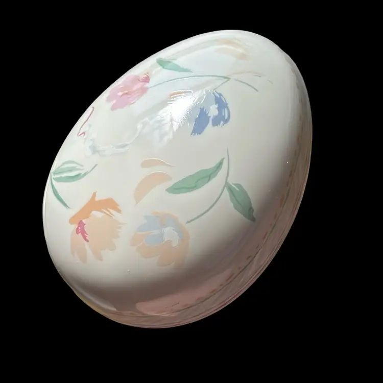 Heritage House Egg Shaped Floral Music Trinket Box 