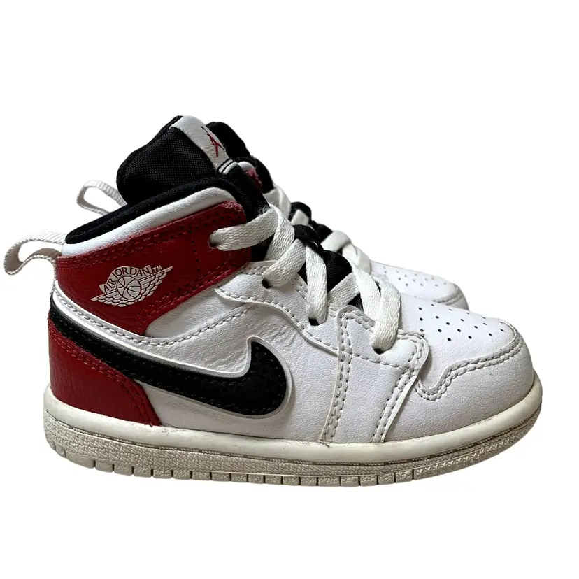 Nike Jordan 1 Mid Sneakers Toddler 7 C White Gym Red Black Shoes 640735-116