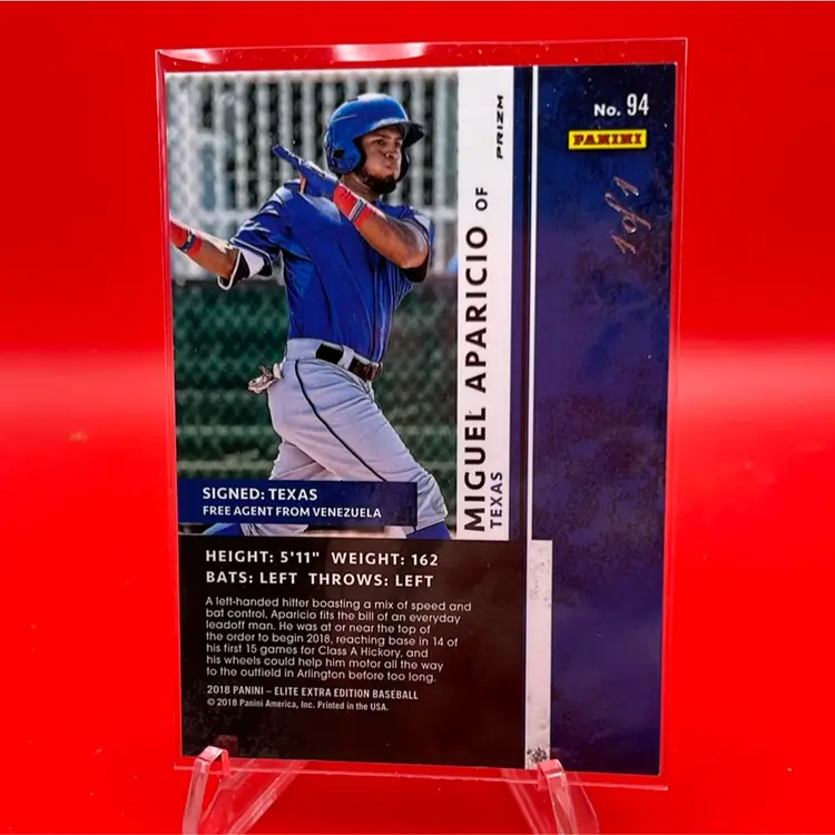 Miguel Aparicio 2018 Panini Extra Edition Gold 1/1 Texas Rangers