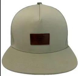 VANS Rayland Desert Sage Leather Logo Patch Flat Brim Snapback