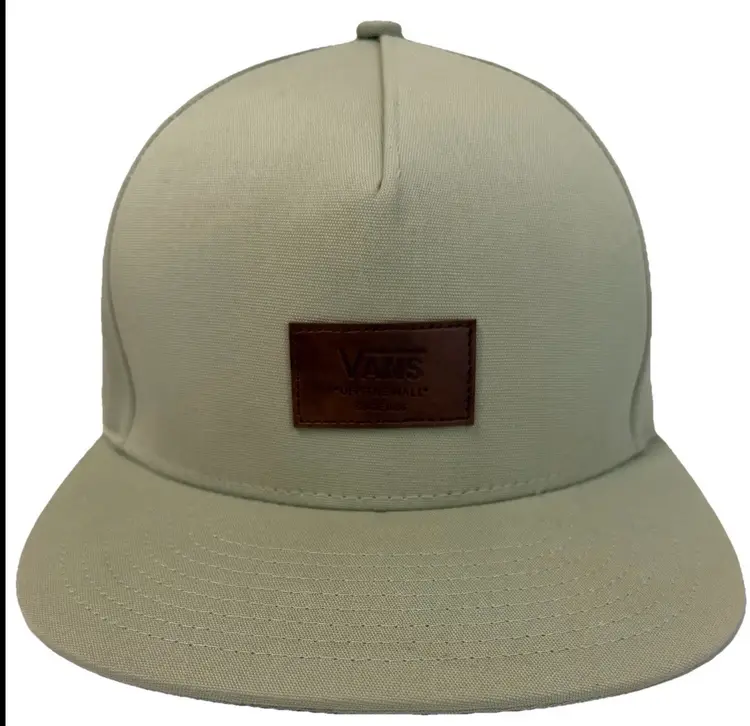 VANS Rayland Desert Sage Leather Logo Patch Flat Brim Snapback
