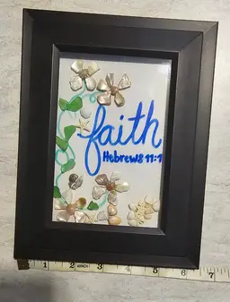 Sea Shell/Sea Glass Faith/Hebrews 11:1 Framed Art Handmade