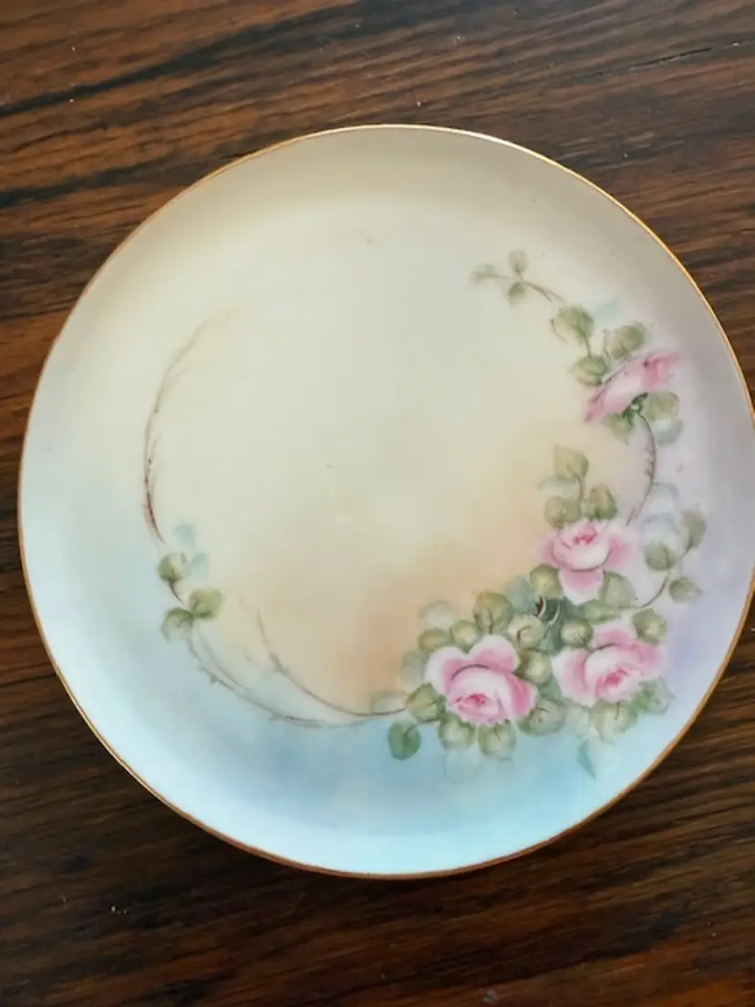 Antique RS Germany Hand-Painted Plate Signed by Gosset – 6.5" – Roses & Gold Trim – Victorian Cabinet Plate