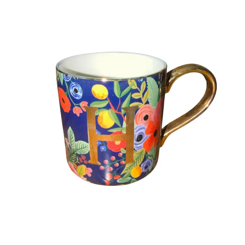 Anthropologie Garden Party Monogram “H”Mug is designed by Rifle Paper Co.