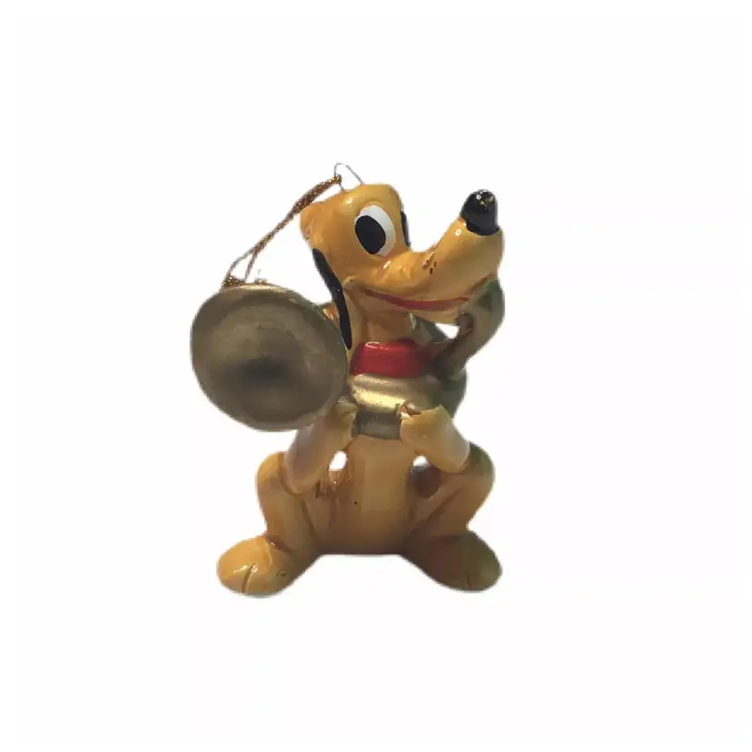 Vintage Ornament Disney Pluto Ceramic Christmas 3"Tall Made in Japan Instrument French Horn