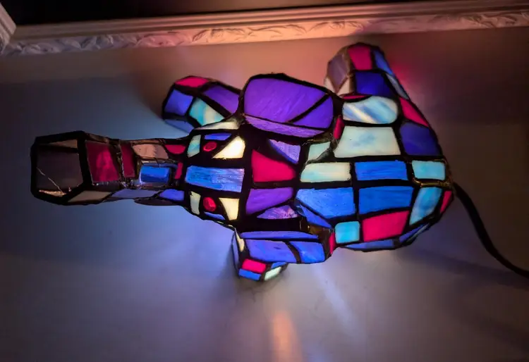 Vintage Stained Glass Tiffany Style Elephant Lamp
