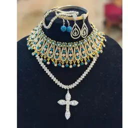 A#10 - Blue Rhinestone Cross Lot