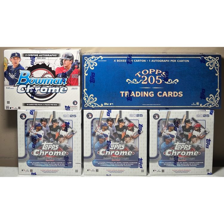 2025 Topps Baseball T205, Logofractor, Bowman Chrome Hobby 5 Box Mixer PYT Live Rip MBB1650 (stacked shipping)
