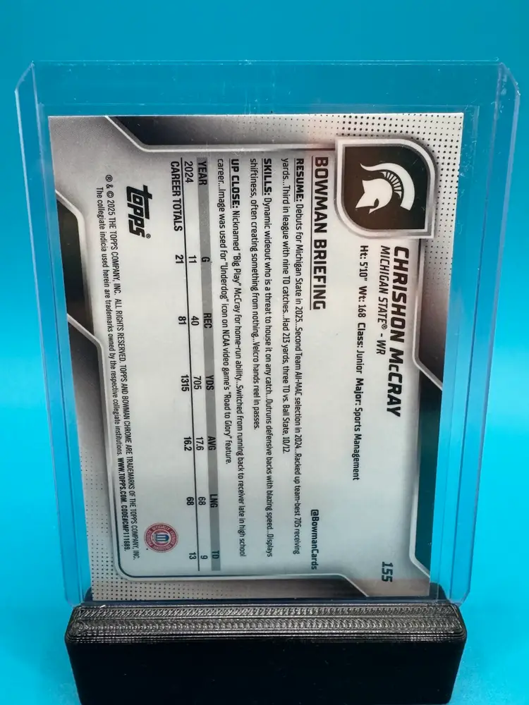 Chrishon McCray 1st Bowman Chrome U X-fractor Michigan State Spartans