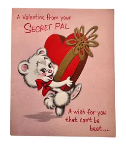 Vintage Valentine Greeting Card Secrets Pal Teddy Bear Chocolate Charm Craft