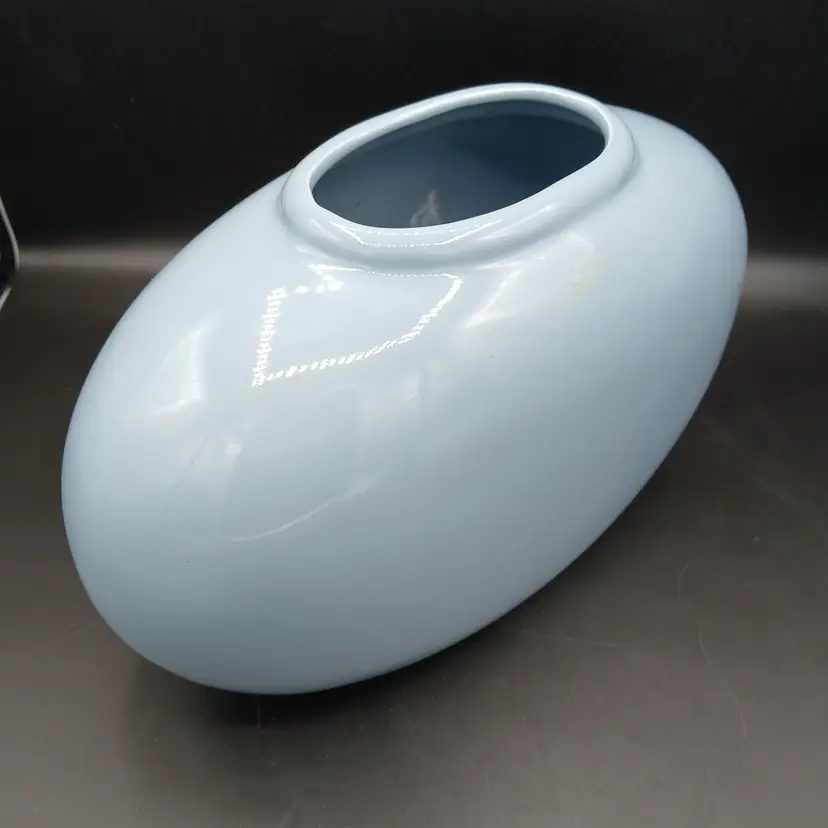 Vintage Haeger Powder Blue Eliptical Vase, 1986