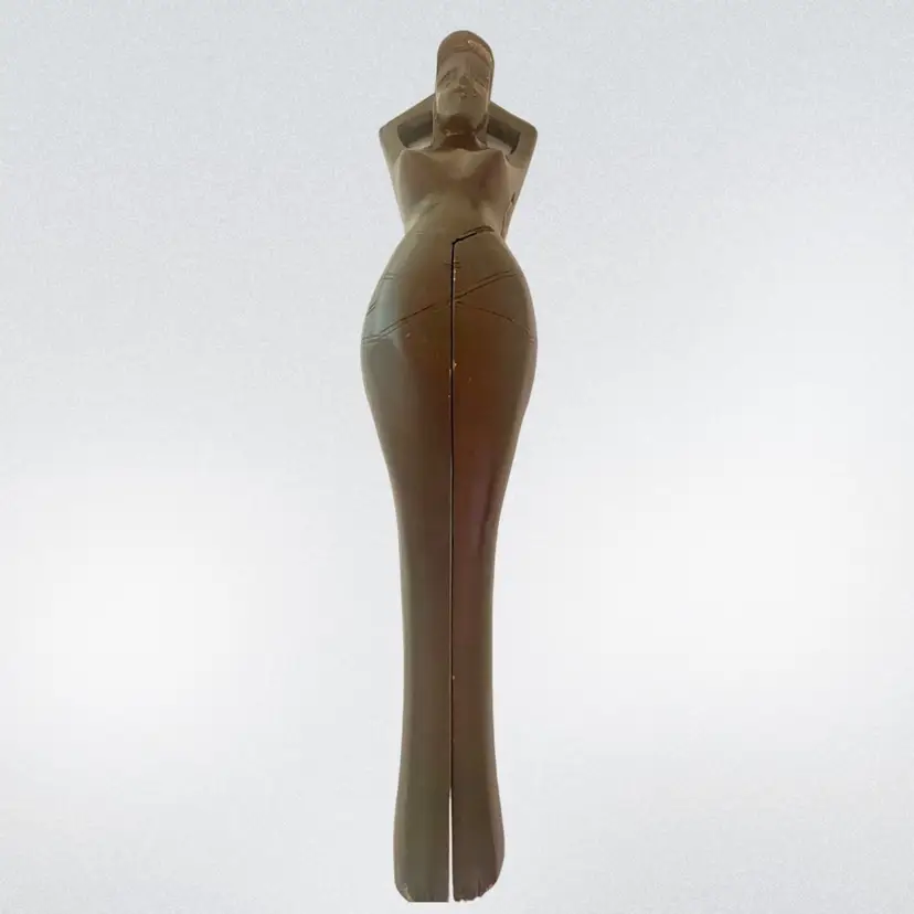 Wood Nutcracker Vintage Hand Carved Woman Lady