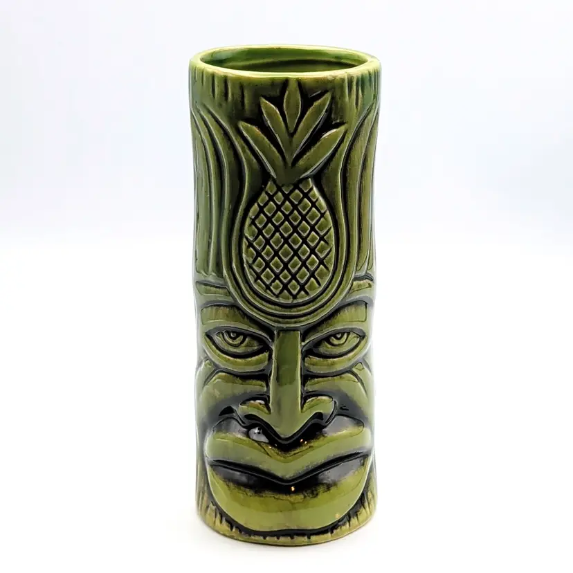 Tiki Lin Green Ceramic Big Lips Drinking Cocktail Tumbler Mug Hawaiian Party