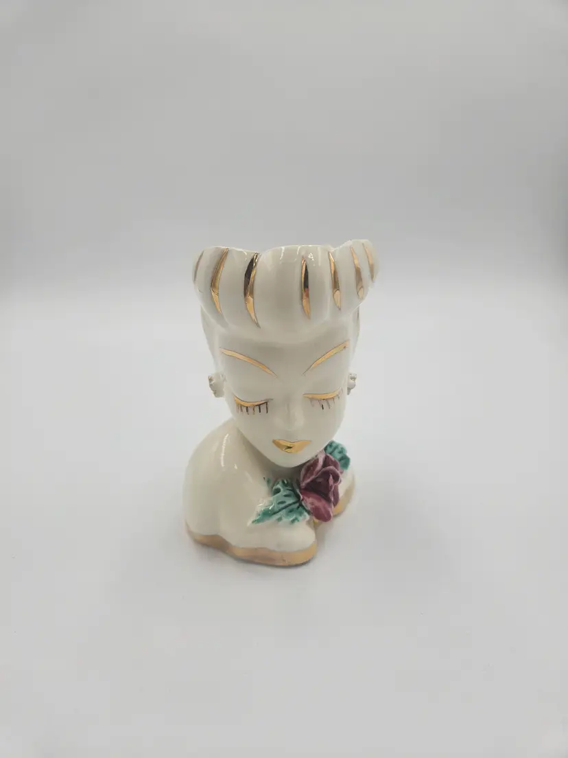#C21 Louis Weil Glazed Ceramic Lady Head Planter