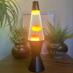 Vtg Retro 1990’s Original Lava Lite Motion Lamp Yellow Wax Black Base 16” *Read*