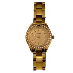 Fossil Mini Stella Watch Women 31mm ES3196 Pave Rose Gold Tone New Battery 6.25"